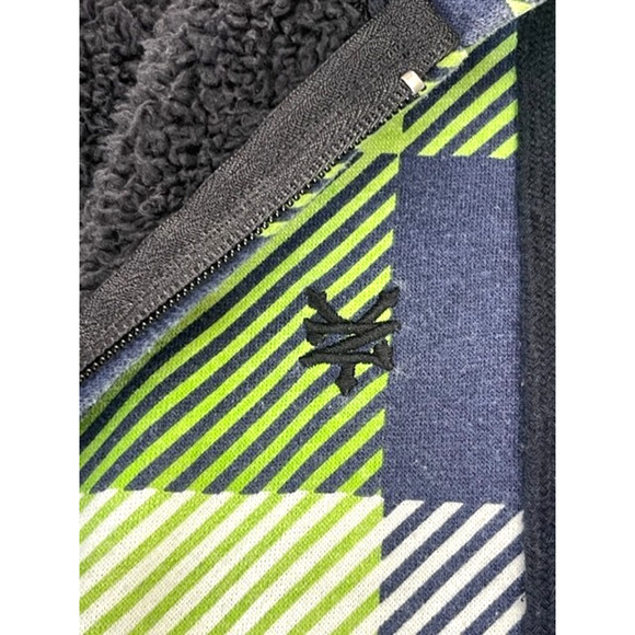 Vintage 90s Y2K Grunge Baggy Plaid Zoo York Sherpa Zip Hoodie Jacket Mens Size M - Picture 5 of 11